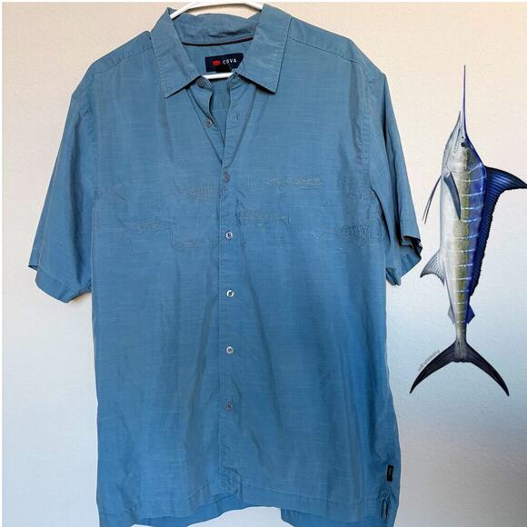 COVA Jantzen Men’s Coastal Fishing theme button up NWOT Size Large Ocean Marlin - Picture 1 of 8